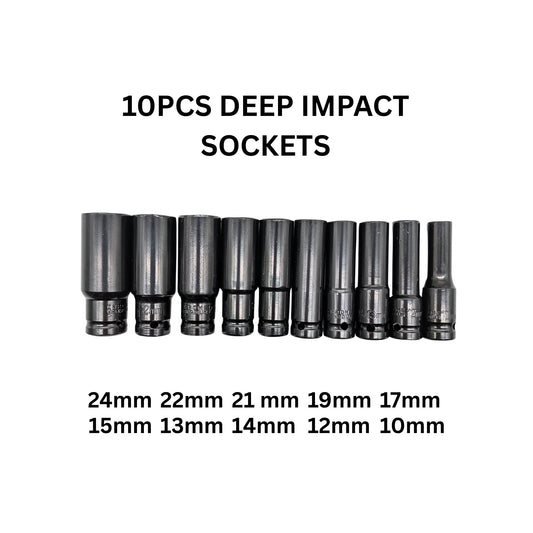 10-Piece ½" Drive Deep Impact Socket Set