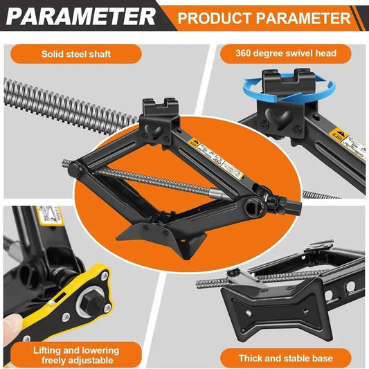 Car Scissor Jack with Ratchet Spanner