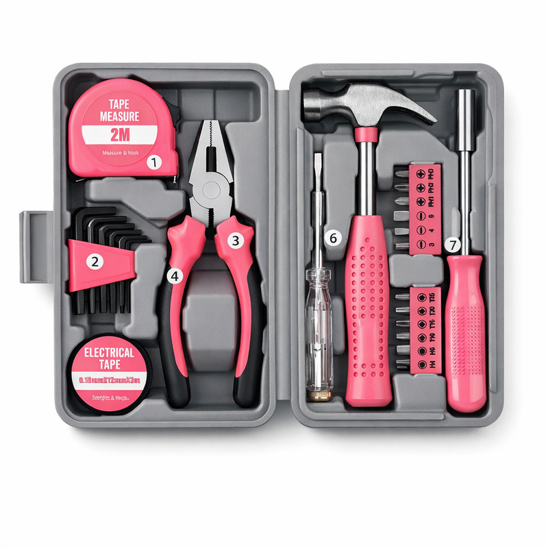 IRONVOLT 24pc Pink Small Tool Kit Girls