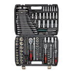 IRONVOLT 172-piece tool set with various screwdrivers, wrenches, and pliers arranged neatly on a white background.