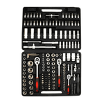 IRONVOLT 172-piece tool set with screwdrivers, wrenches, and pliers displayed on a workbench, ideal for home and professional repairs.