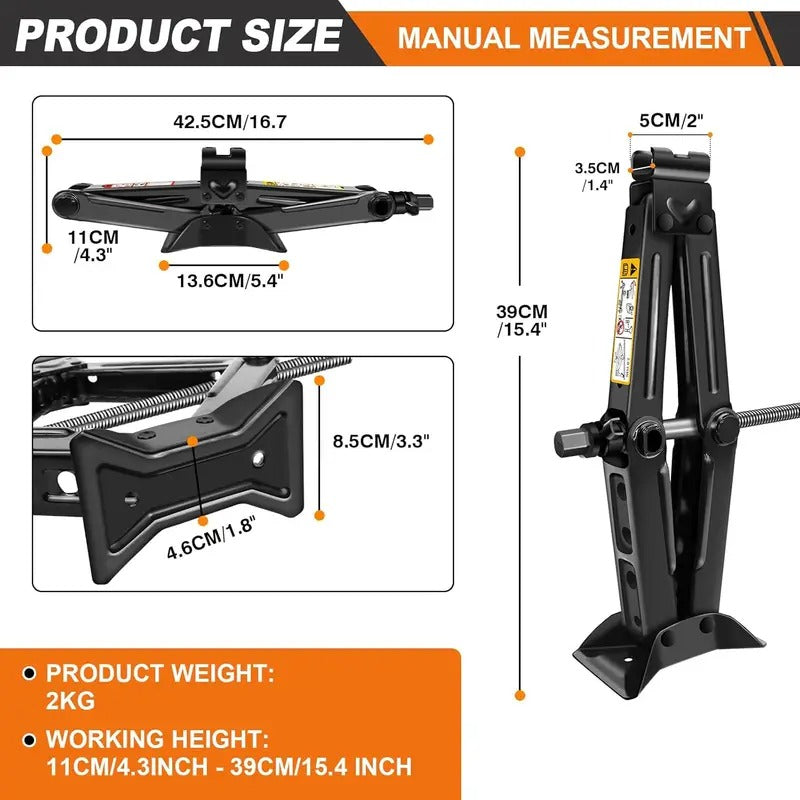Car Scissor Jack with Ratchet Spanner